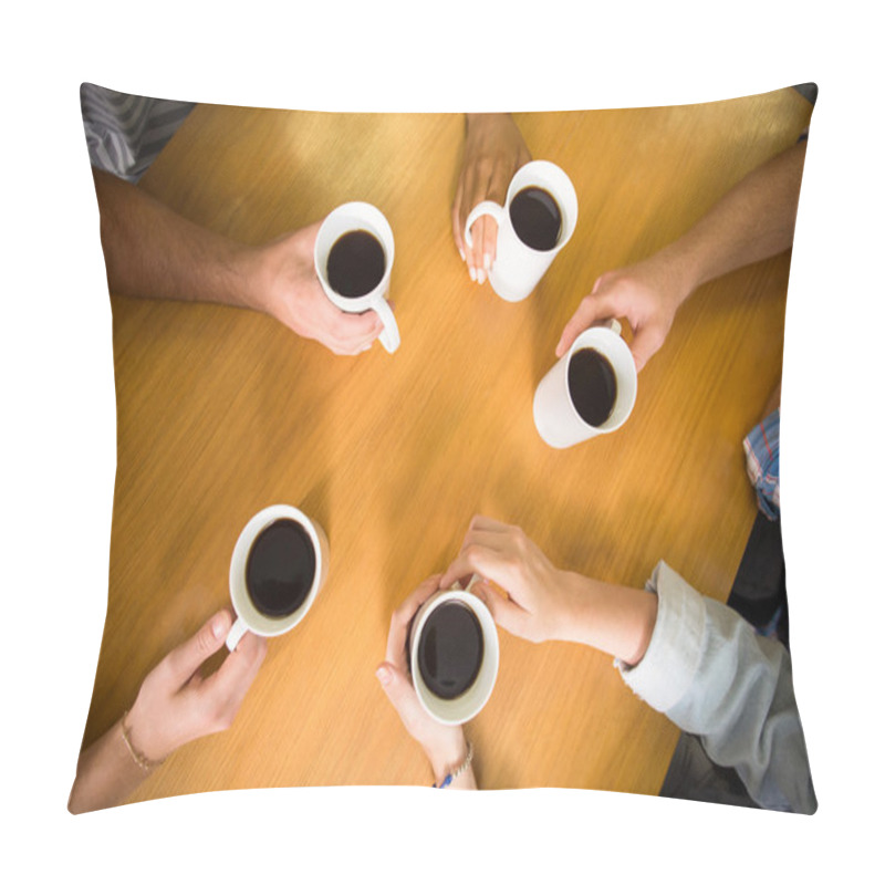 Personality  Hands Holding Coffee Mugs On Table Pillow Covers