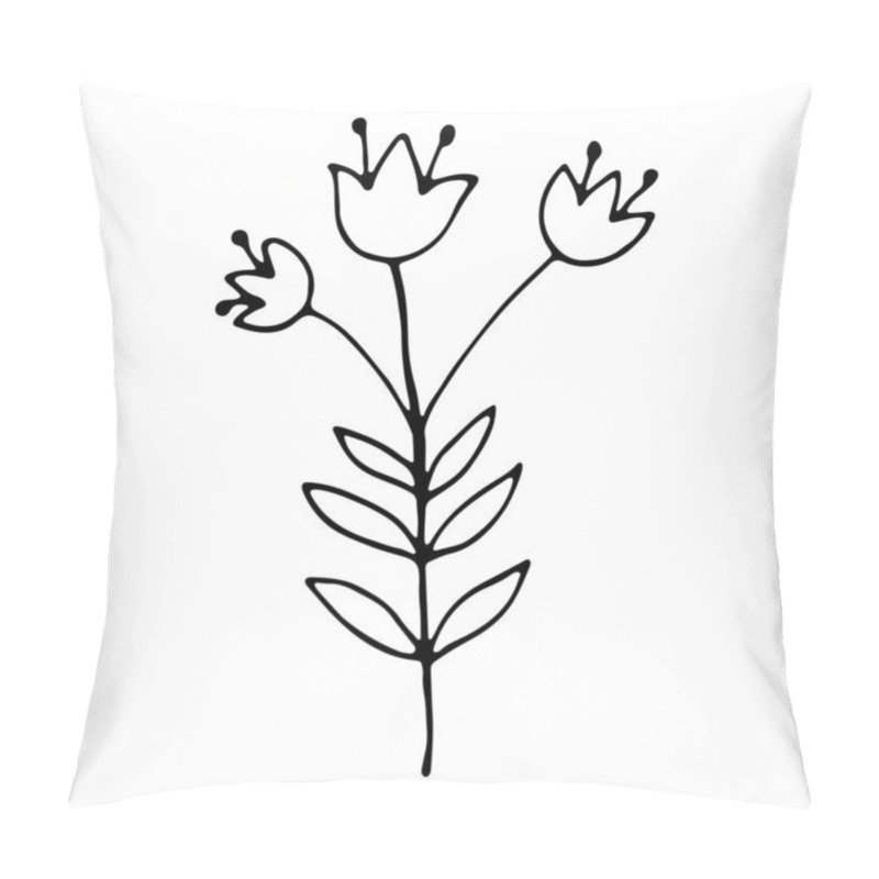 Personality  Hand Drawn Natural Element Bell Flower. Floral Flower Hand Drawn Doodle Icon For Social Media Story Pillow Covers