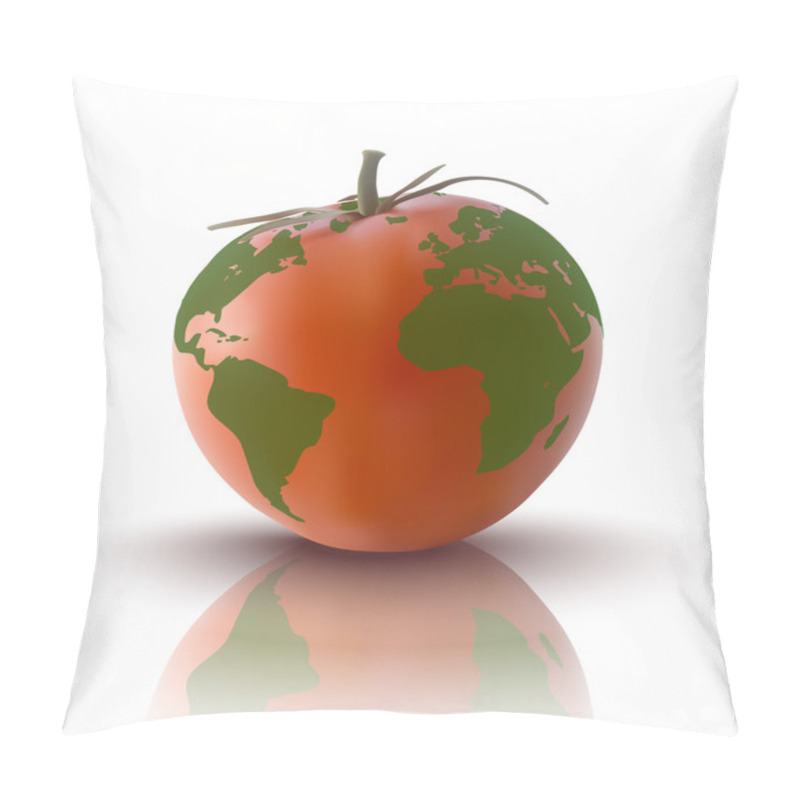 Personality  Vector Illustration Of Red Tomato With Planet Earth Pillow Covers