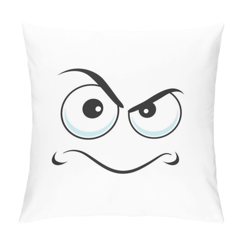 Personality  Grumpy Angry Wicked Emoticon Isolated Bad Emoji. Vector Cartoon Character Angry Emoticon, Evil Facial Expression. Mischievous Demon, Smiley Psychopath Or Maniac Grumpy Avatar, Spiteful Emoticon Pillow Covers