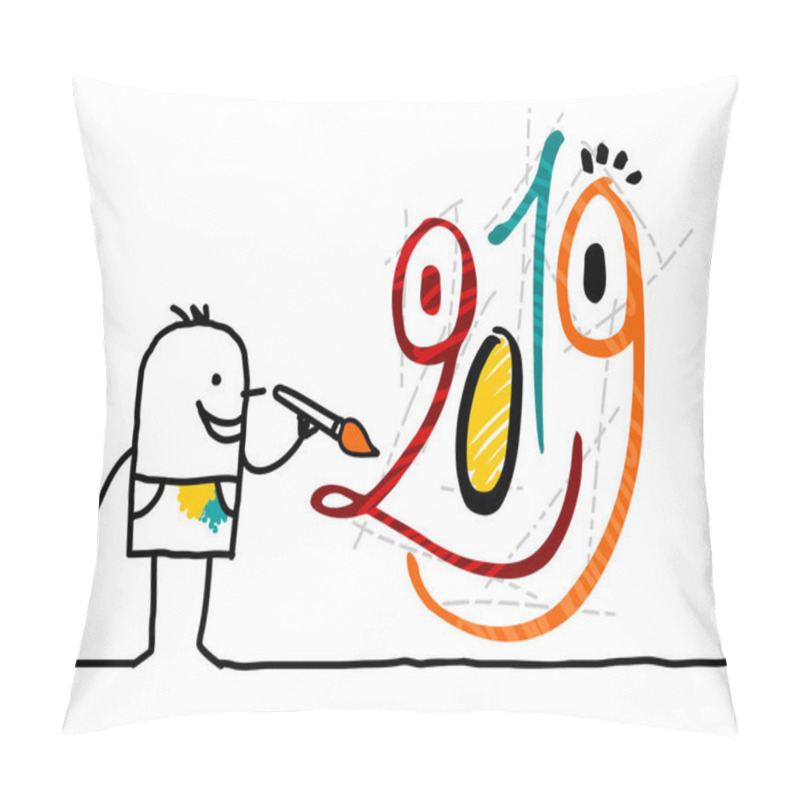 Personality  Cartoon Artist Painting A 2019  Funny Graffiti Face Pillow Covers