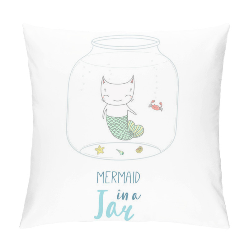 Personality  Mermaid In A Jar Illustration Pillow Covers