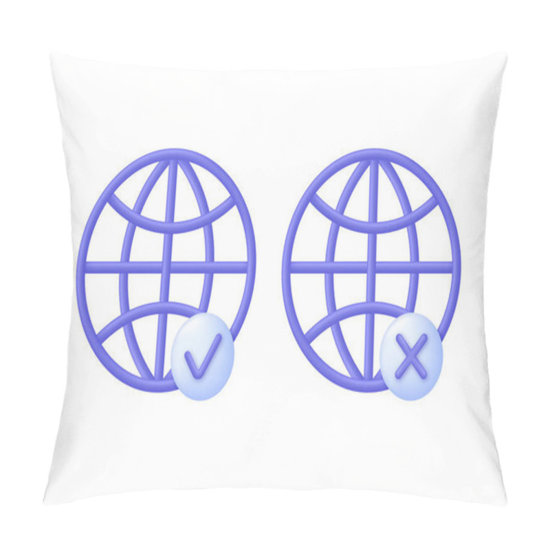 Personality  3D Globe Hyperlink Icon. Search WWW Sign. Web Hosting Technology. Browser Search Website Page. Trendy And Modern Vector In 3d Style. Pillow Covers