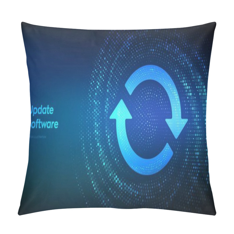 Personality  Update Software. Synchronization Icon. Upgrade Computer Program Version Concept. Binary Code Data Flow. Virtual Tunnel Warp Made With Digital Code. Vector Illustration Pillow Covers