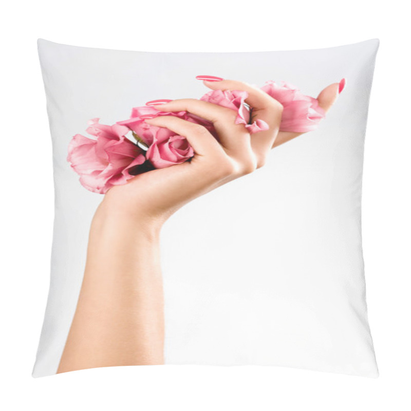 Personality  Beautiful Woman Hands With Rose Pillow Covers