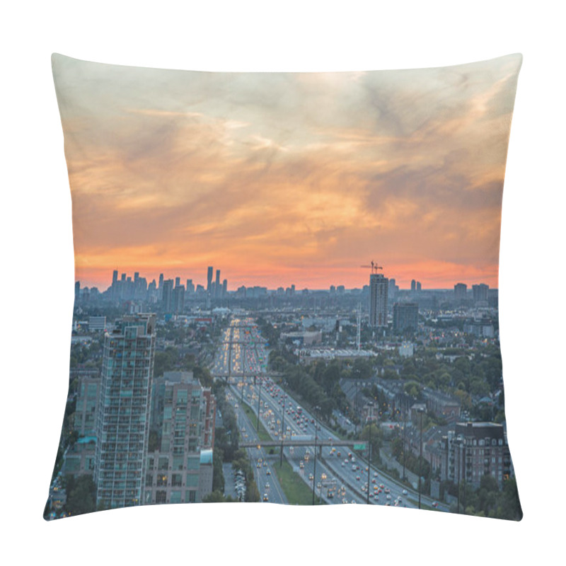 Personality  A View Of Sunset Above  The Toronto , Canada. Pillow Covers