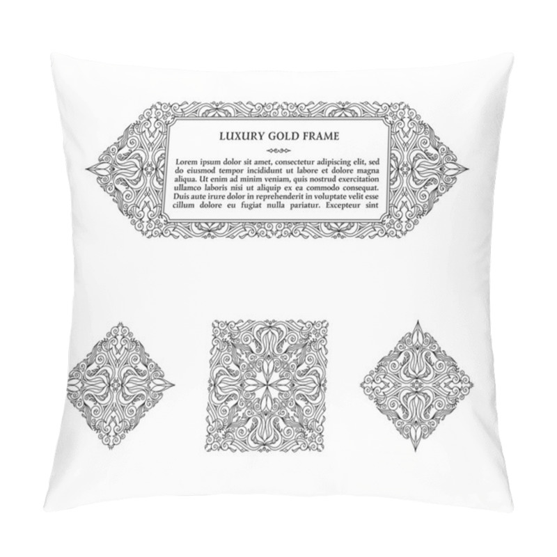 Personality  Eastern Gold Arabic Vector Lines Design Templates. Muslim Floral Frame For Card And Postcard Pillow Covers