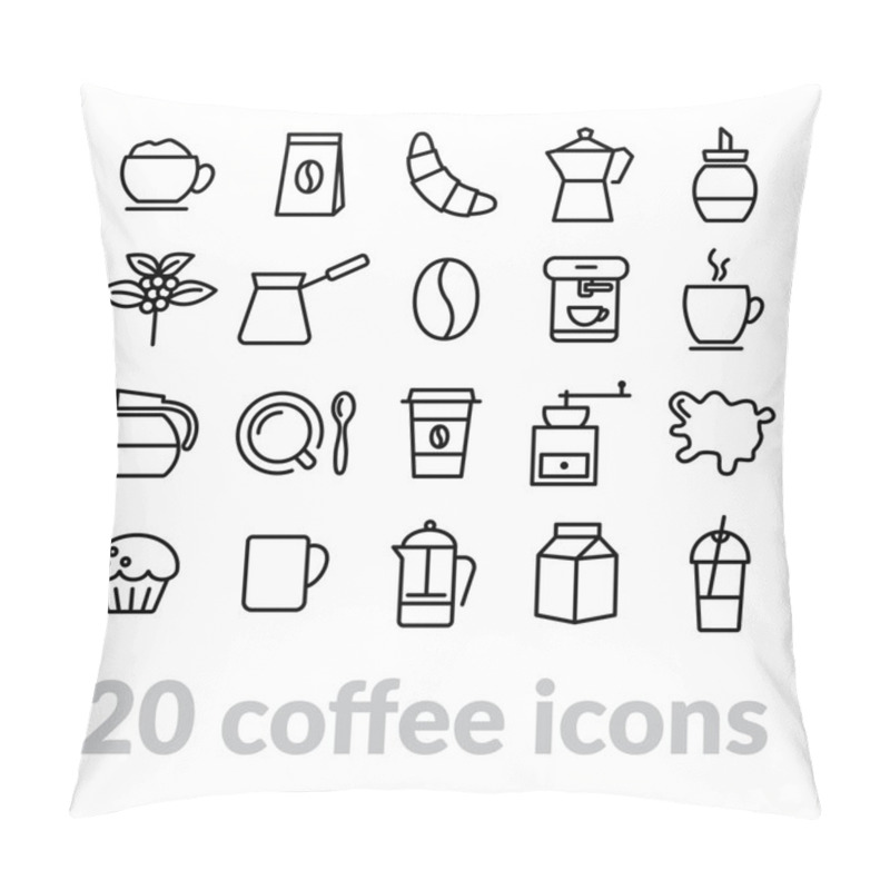 Personality  Collection Of Coffee Line Icons Pillow Covers