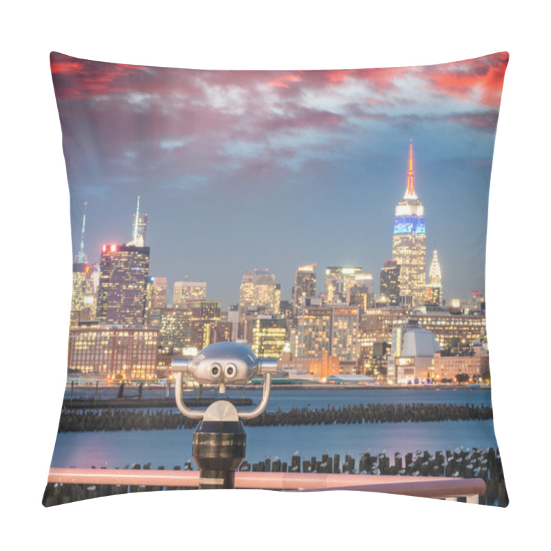 Personality  New York At Dusk. Skyline From Hoboken Pillow Covers