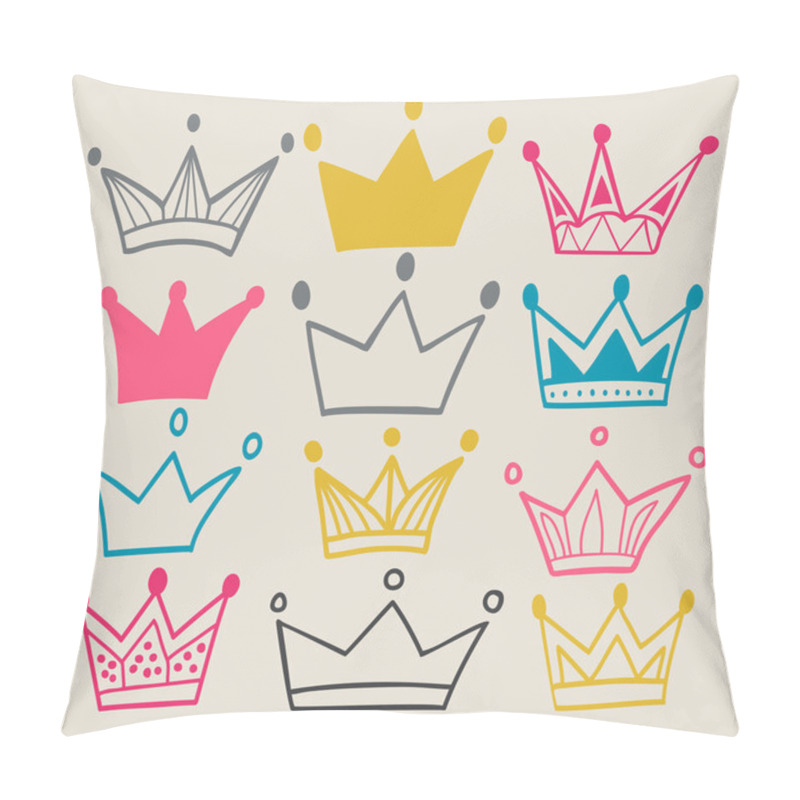 Personality  Set Of Cute Cartoon Crowns. Pillow Covers