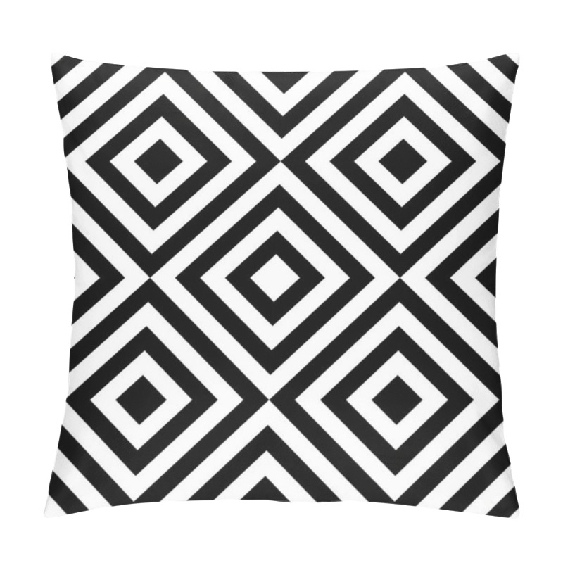 Personality  Geometric Black And White Diamond Pattern. Repeating Design Of Intersecting Lines Creating Nested Squares. Pillow Covers