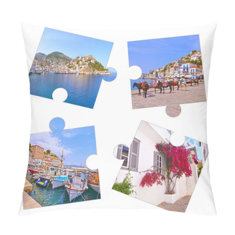 Personality  Photo Collage With Hydra Island Photos Greece - Saronic Gulf Greece Pillow Covers