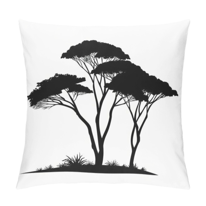 Personality  Silhouette Of Three Graceful Trees Against A Minimalist Backdrop. Pillow Covers