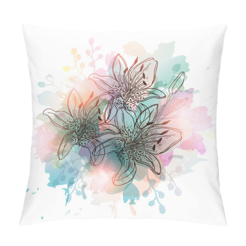 Personality  Hand Drawn Lily Flowers Pillow Covers