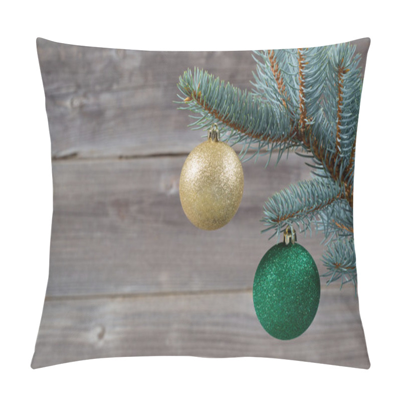 Personality  Holiday Ornaments Hanging From Blue Spruce Tree Branch  Pillow Covers