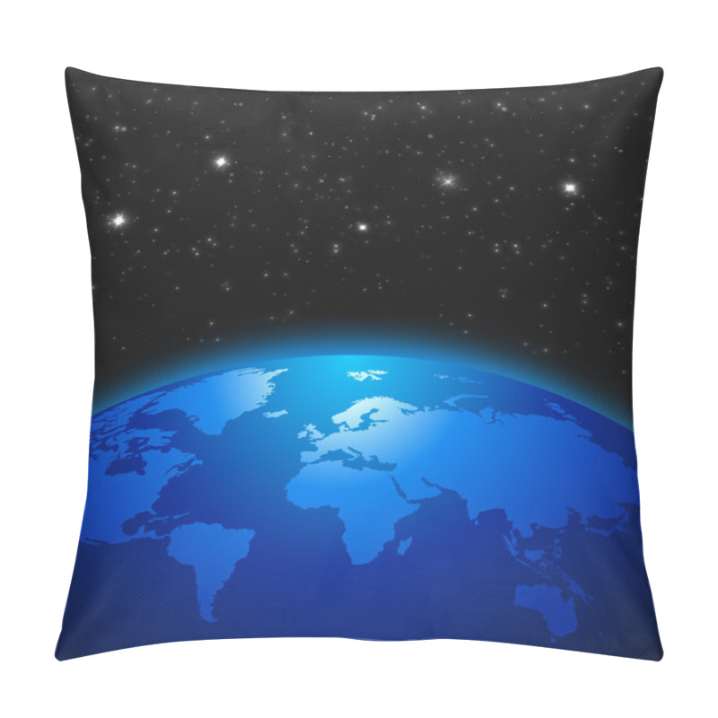 Personality  Creative Abstract Global Communication Scientific Concept: Space View Of Earth Planet Globe With World Map In Solar System Of Universe Pillow Covers