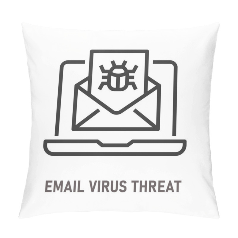 Personality  Email Virus Threat Outline Icon On White Background. Editable Stroke. Vector Illustration. Pillow Covers