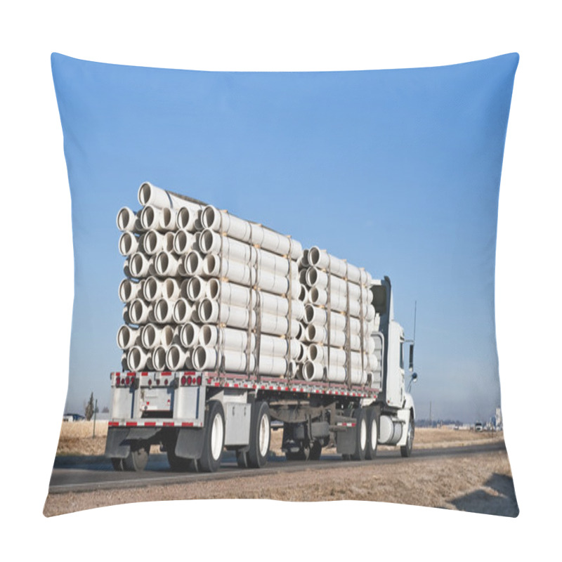 Personality  Semi-truck With A Load Of Plastic Pipe Pillow Covers