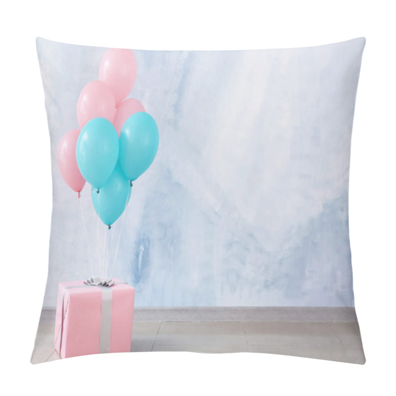 Personality  Birthday Balloons With Gift Box In Room Pillow Covers