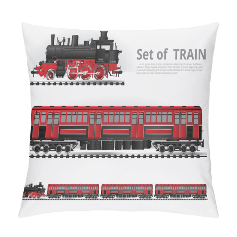 Personality  Cargo Train On A Rail Road Vector Illustration Pillow Covers