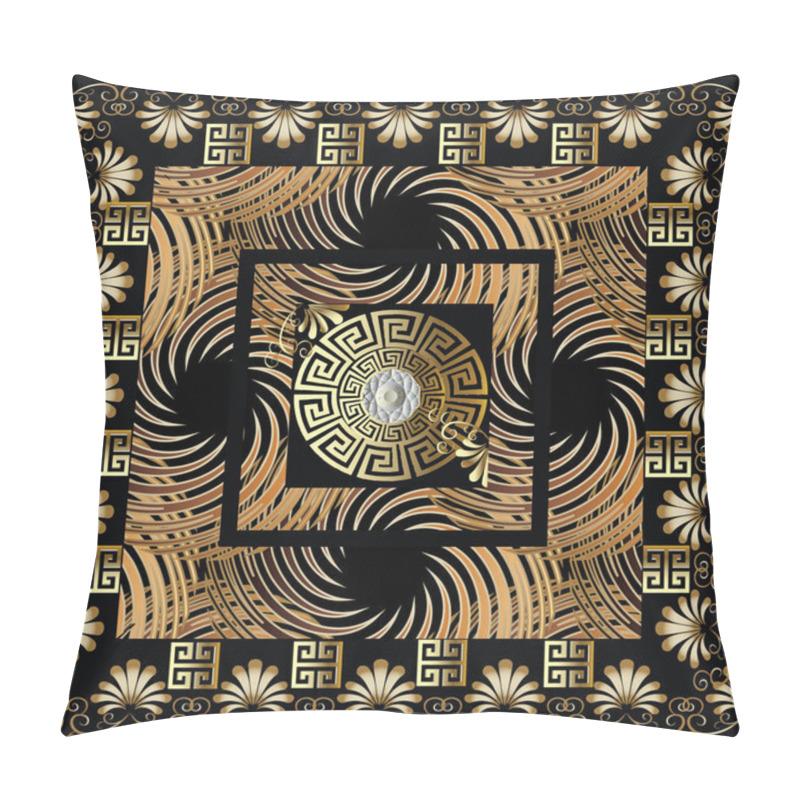 Personality  3d Greek Key Meanders Square Panel. Floral Borders Pattern.  Pillow Covers