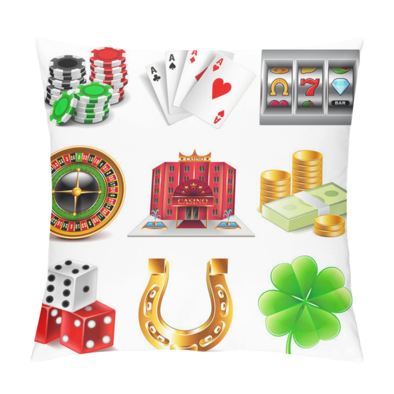 Personality  Casino And Gambling Icons Vector Set Pillow Covers