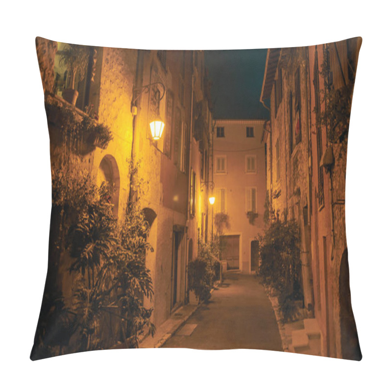 Personality  Night View Of Alley With Walls And Stone Houses In The Village Of Vence. Pillow Covers