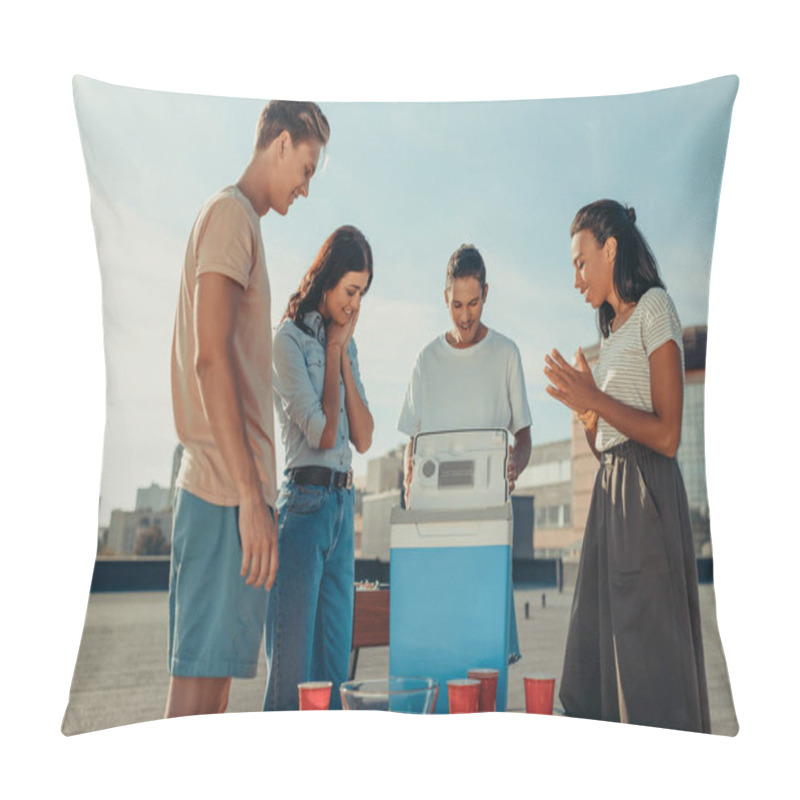 Personality  Friends Looking At Portable Fridge Pillow Covers