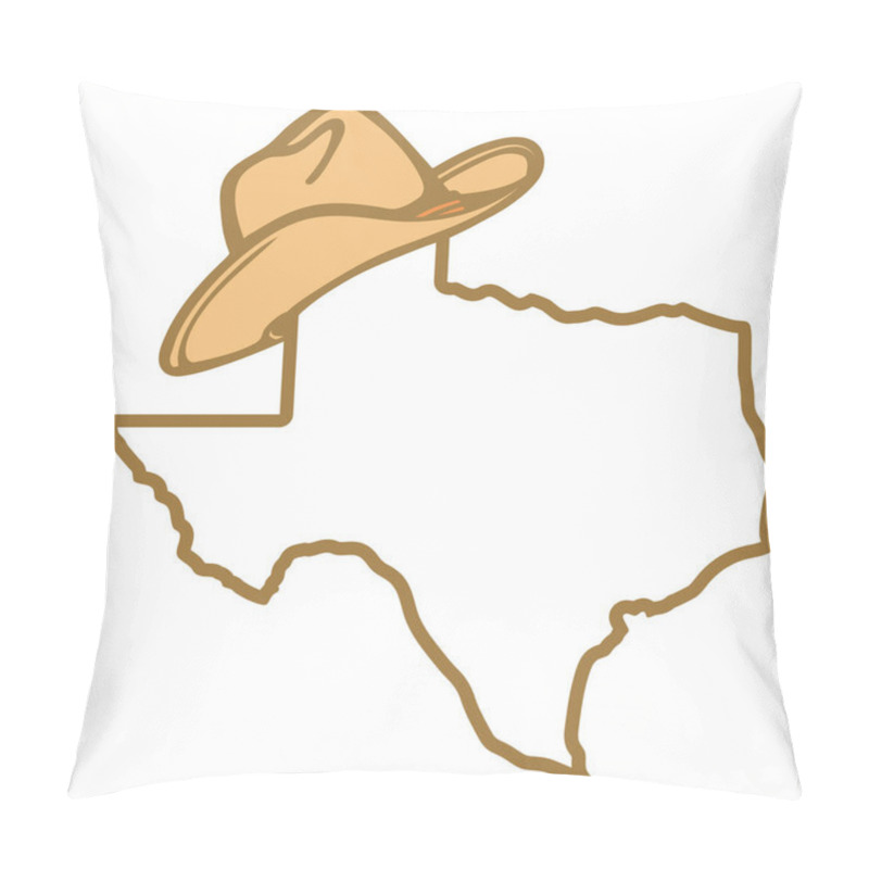 Personality  Texas Map And Cowboy Hat Vector Illustration Of Texas Map Background Silhouette With Western Hat And Isolated On White For Design. Texas Sign Symbol Pillow Covers