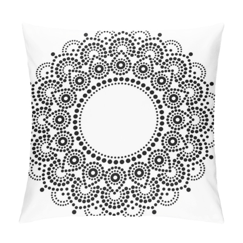 Personality  Bohemian Mandala Dot Painting Vector Design, Aboriginal Style, Australian Folk Art Boho Ornament In Black On White Background  Pillow Covers