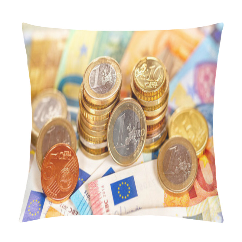 Personality  Euro Coins Banknotes Bill Saving Money Pay Paying Finances Bank Notes Banknote Banner Rich Pillow Covers