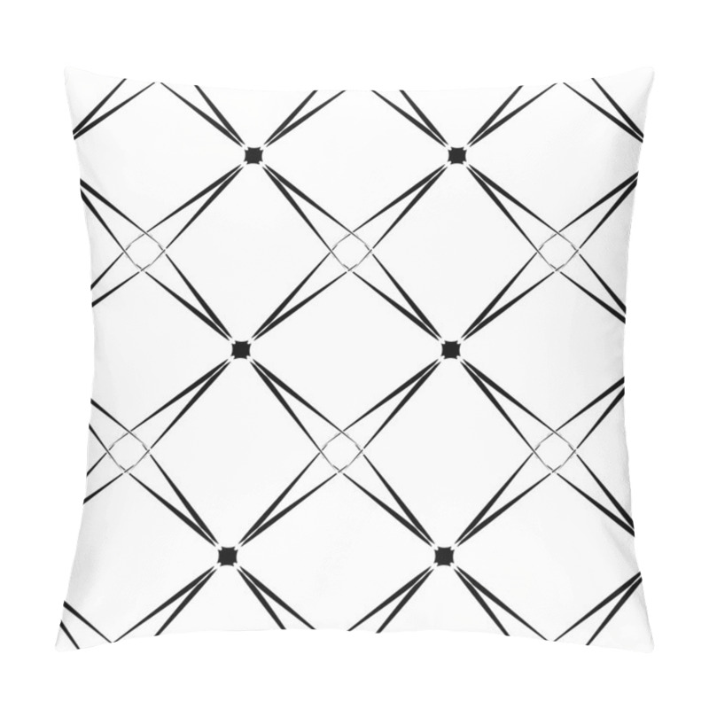 Personality  The Complex Geometric Pattern. Seamless Pattern Of Thin Lines. Black And White Monochrome Ornament. Pillow Covers