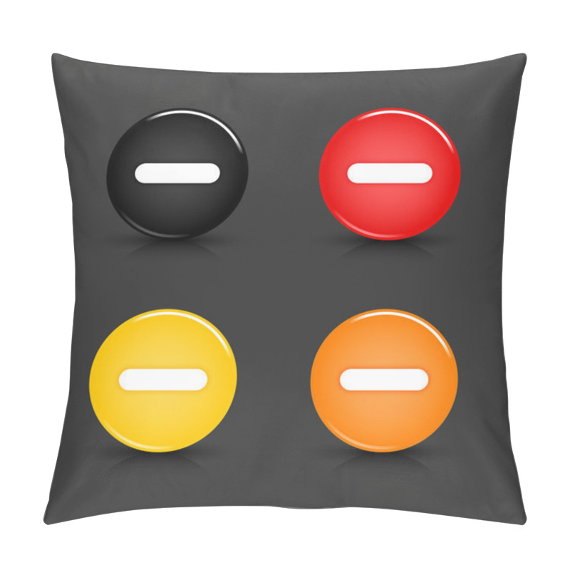 Personality  Colored Web 2.0 Button With Minus Sign. Round Shapes With Reflection And Shadow On Gray Background. 10 Eps Pillow Covers