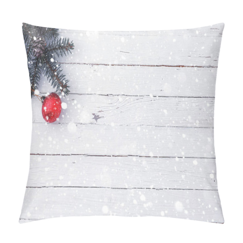 Personality  New Years Background. Spruce Branches On A Wooden Table. Orname Pillow Covers