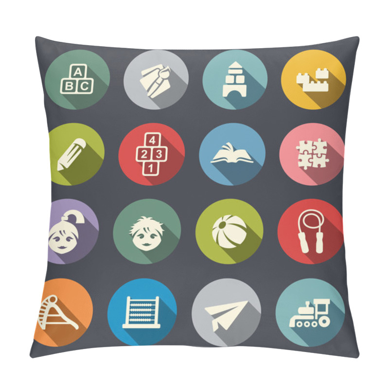 Personality  Preschool Vector Icons Set Pillow Covers