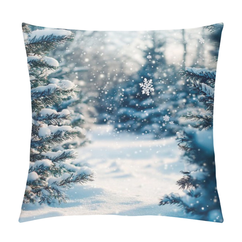 Personality  Serene Winter Scene With Snow-covered Trees And Gentle Snowfall. Pillow Covers