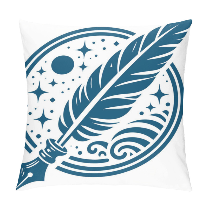 Personality  Abstract Composition Of A Pen For Writing To The Cosmos Of Vikon In A Blue Color Scheme Pillow Covers