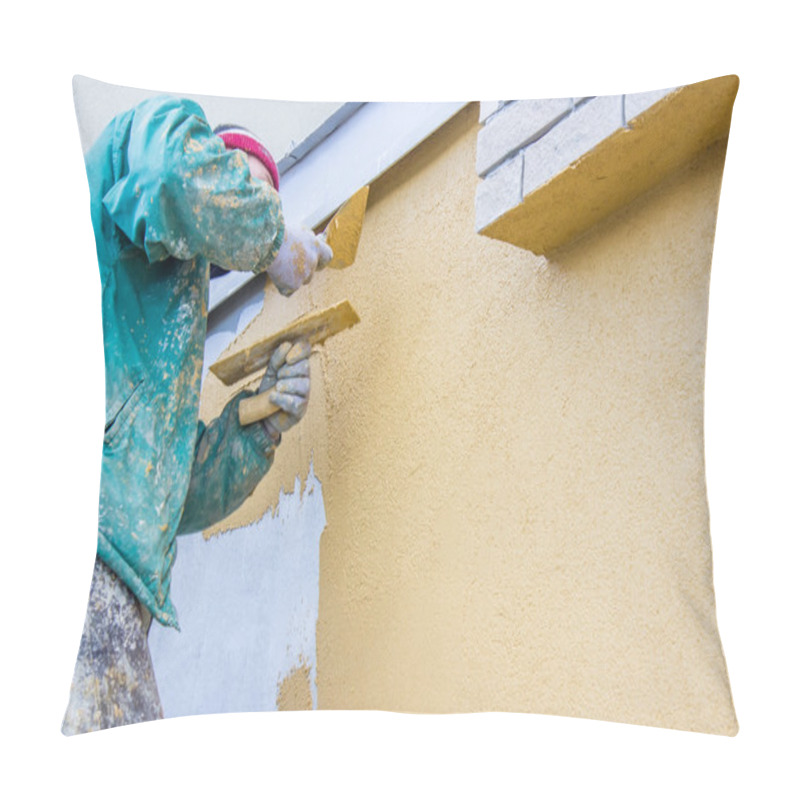 Personality  Builder Worker Plastering Exterior Wall Pillow Covers