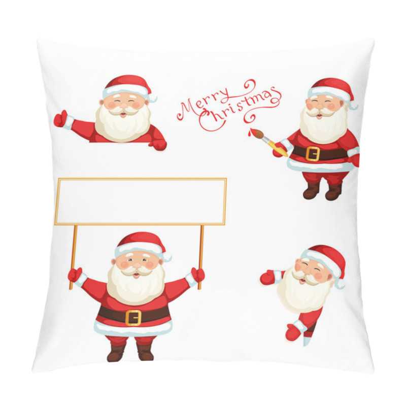 Personality  Santa Claus Holding A Blank Sign Pillow Covers