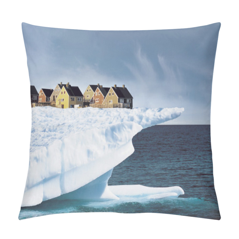 Personality  Houses On Edge Of Ice Cliff Pillow Covers