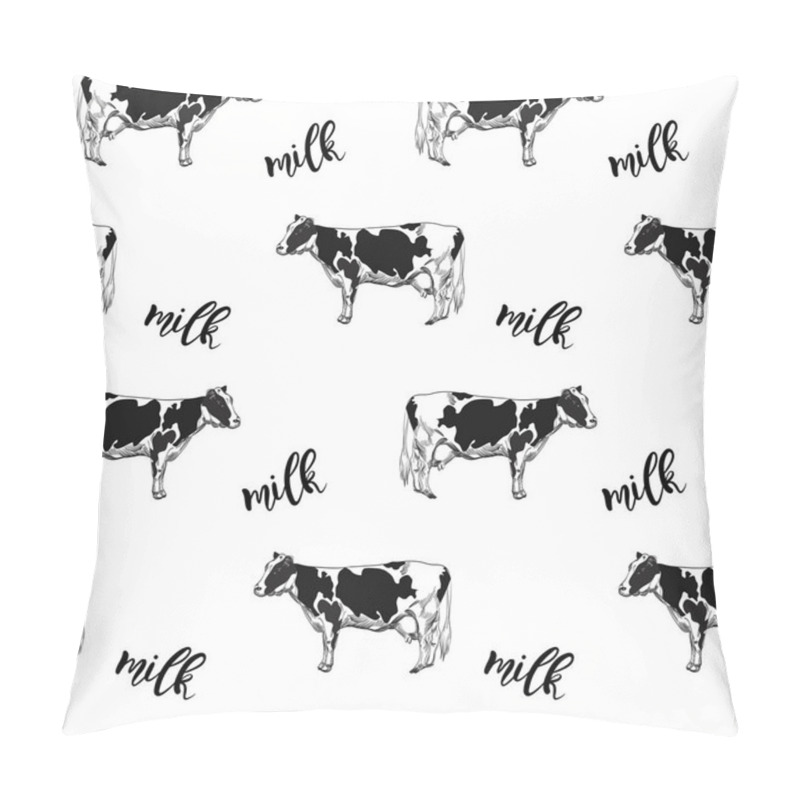 Personality  Cow Vector Pattern Illustration. Design For Packaging Agricultural Products, Signage, Advertising Farm Products Shops Pillow Covers