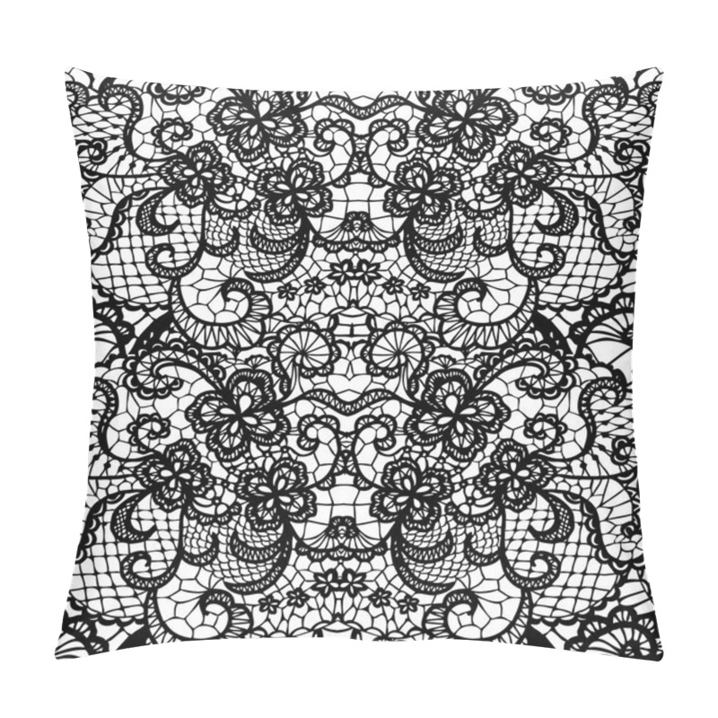 Personality  Lace Black Seamless Pattern With Flowers Pillow Covers