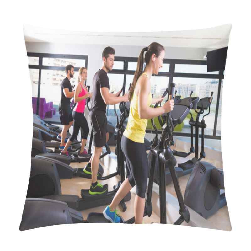 Personality  Aerobics Elliptical Walker Trainer Group At Gym Pillow Covers