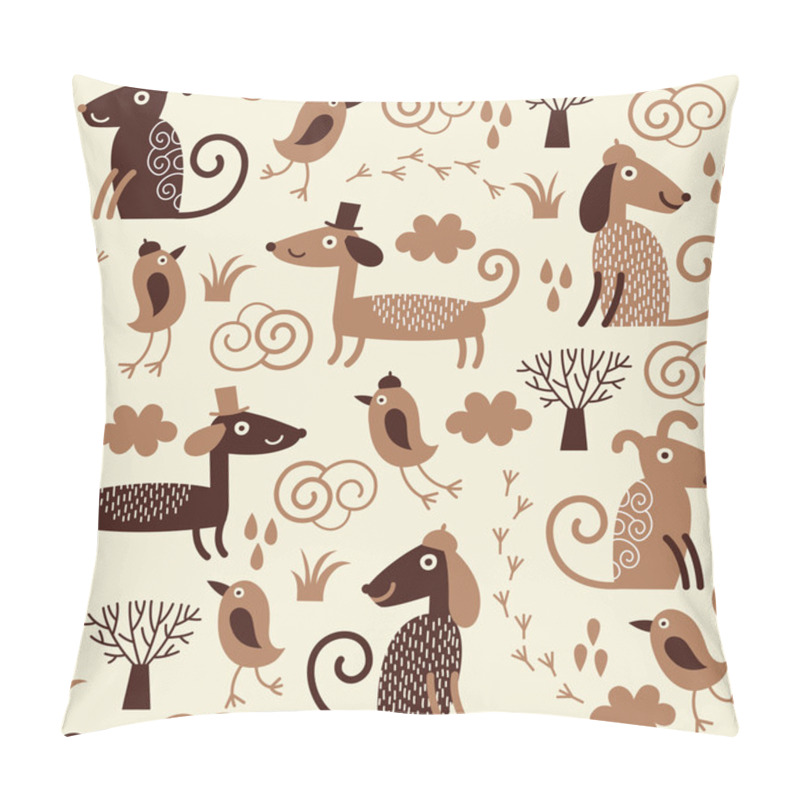 Personality  Seamless Pattern With Cute Dogs Pillow Covers