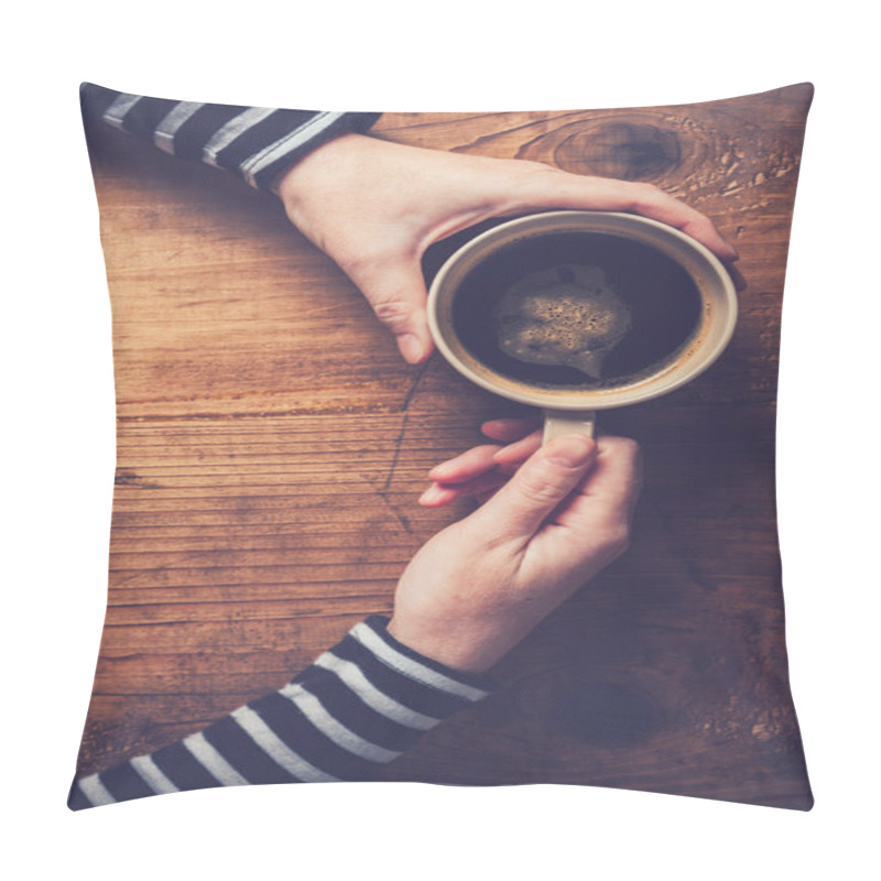 Personality  Lonely Woman Drinking Coffee In The Morning Pillow Covers