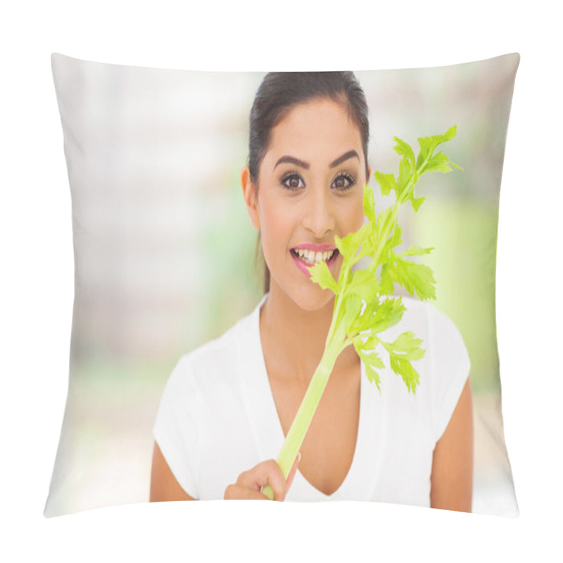 Personality  Female Vegetarian Biting Celery's Leaves Pillow Covers