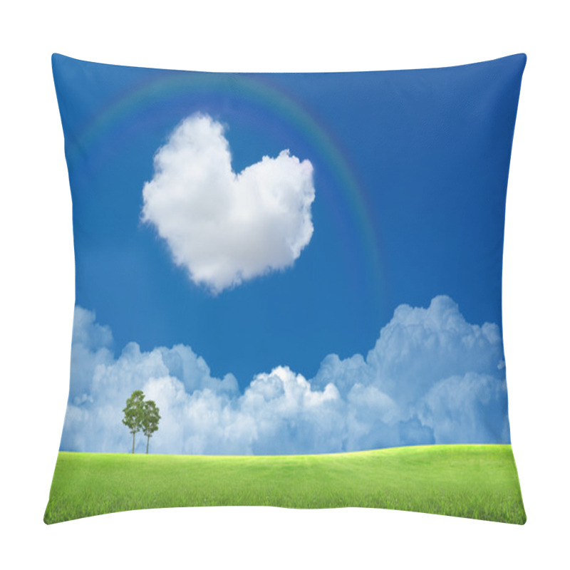 Personality  Blue Sky With Clouds And A Rainbow Pillow Covers