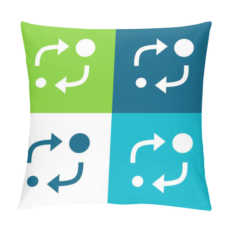 Personality  Analytics Symbol Of Two Circles Of Different Sizes With Two Arrows Between Them Flat Four Color Minimal Icon Set Pillow Covers