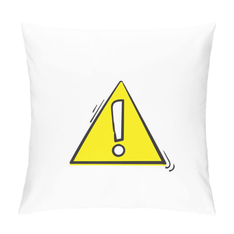 Personality  Hand Drawn Hazard Warning Symbol. Warning Icon And Sign Of Danger Isolated On White Background For Use On Web Design, Typography, Ui, App, On The Road And Construction.doodle Pillow Covers