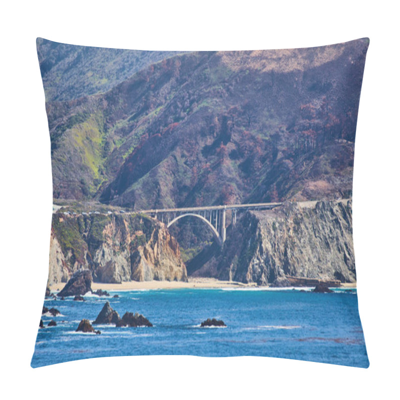 Personality  Image Of California Highway One Bixby Bridge On Ocean Pillow Covers